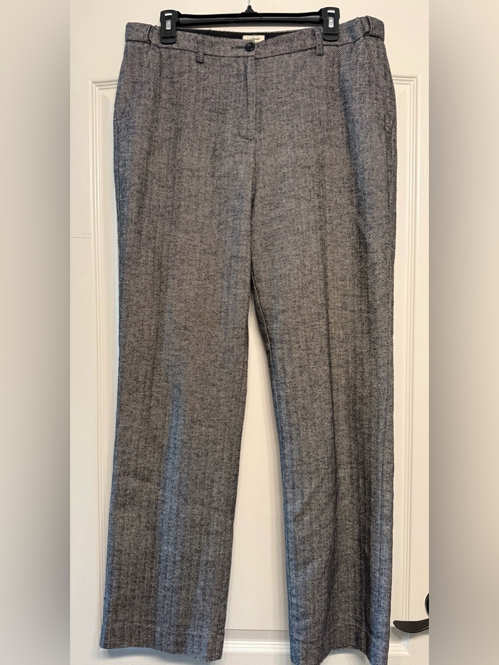 L.L.Bean Classic Fit Herringbone Pants Womens 14 Lined Career Trousers